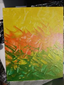 Claudia Joost Acrylbild abstrakt gelb orange grün