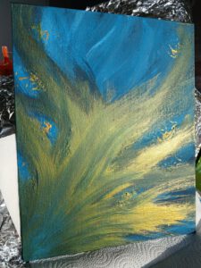 Claudia Joost Acrylbild abstrakt petrol gold